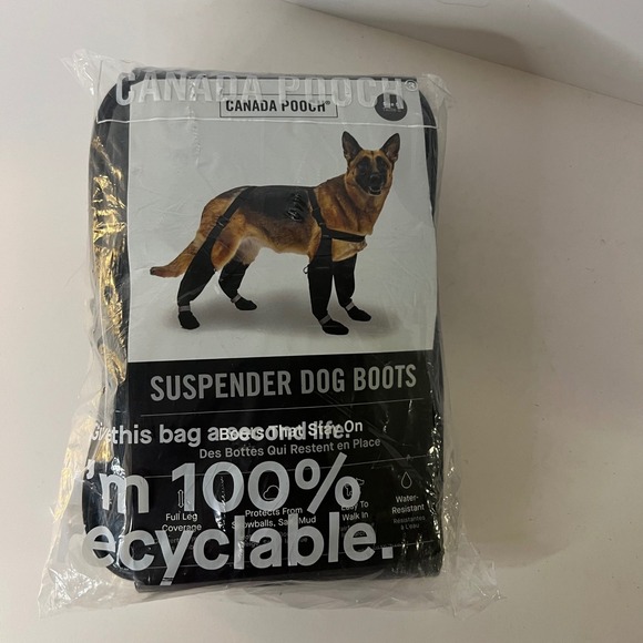 Canada Pooch Suspender Dog Boots Black Size 5 German Shepherd Labs NIP